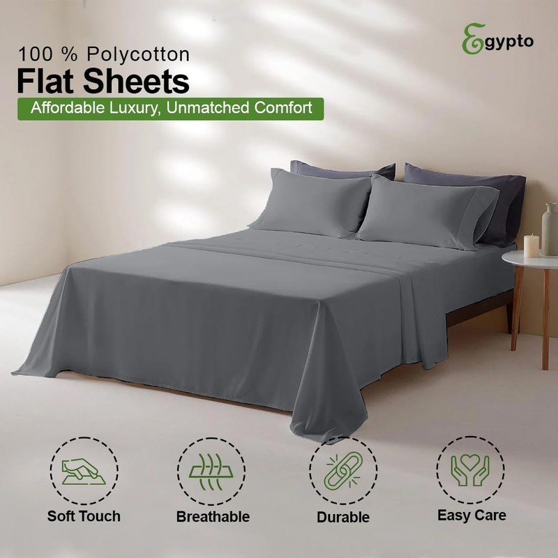 Egypto Easy Care Super King Flat Sheet – Breathable &