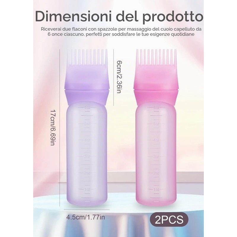 Forevat 2 spazzole per tintura capelli, flacone applicatore olio per