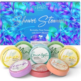 Shower Steamers Aromatherapy 8 Pack - Gifts for Women, Shower Bombs with Essential Oils, Self Care and Stress Relief Stocking Stuffers, Relaxation Birthday Gifts for Women and Men. Blue Petal Style