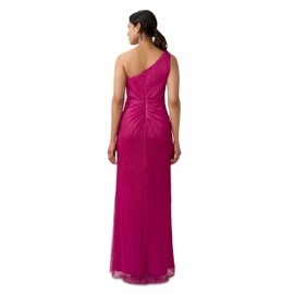 Adrianna Papell Women's Stardust Pleated Draped Gown, Magenta