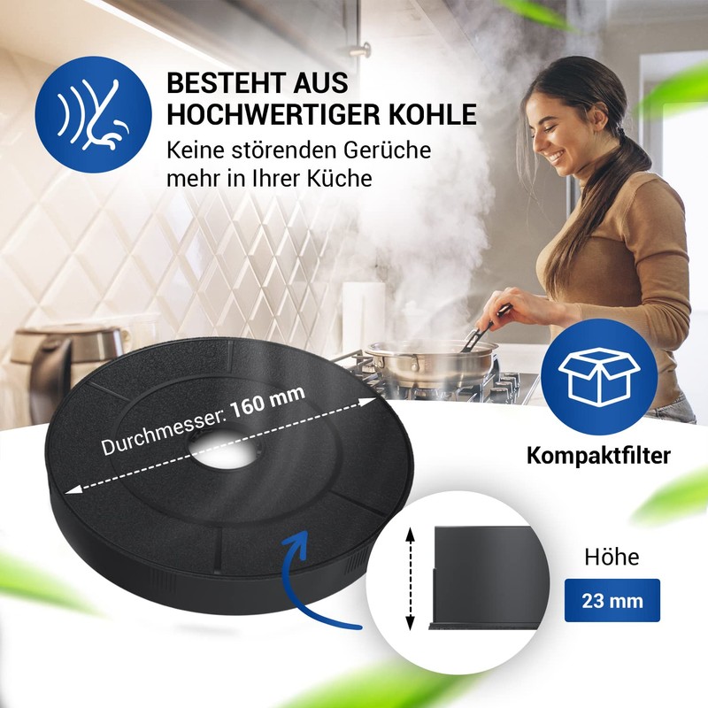 VIOKS Set of 2 Carbon Filters Cooker Hood 160 mm