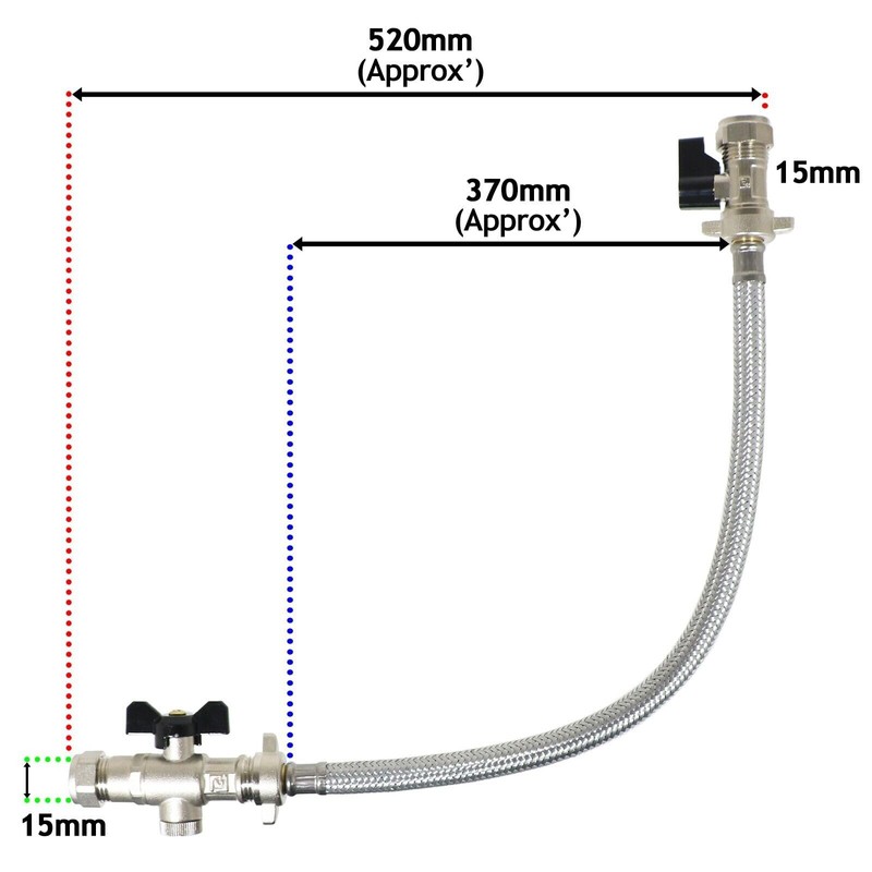 SPARES2GO Combi Boiler Filling Loop Straight Part L Compliant Central