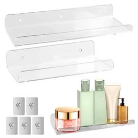 Wall Shelf, Floating Shelf, Pack of 2 Transparent Colour Floating Shelves for Walls for Mounting, No Drilling, Suitable for Storing Small Items, 30 cm and 20 cm Wall Shelves