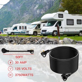 cciyu 50FT 30AMP RV Extension Cord, RV Power Supply Cable for Camper Trailer Motorhome, NEMA TT-30 Extension Cord Terminal Gender,Easy to Unplug, Heavy Duty 10/3C AWG, ETL Listed