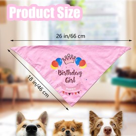 Pink Dog Birthday Bandana, Cotton Triangle Girl Dog Scarf Pets Birthday Party Supplies for Small, Medium, Large Dogs, Bandana for Dogs Puppy Birthday Party