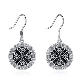 Sterling Silver Celtic Knot Dream Catcher Pendant Drop Earrings Jewellery Gifts for Men and Women, Sterling Silver, No Gemstone