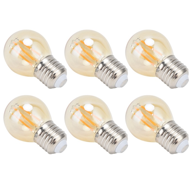 6Pcs Vintage LED Light Bulb Gold Glass Dimmable G45 E27