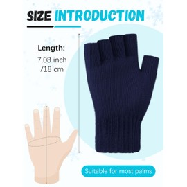 Glooarm 2 Pairs Fingerless Gloves for Women Men Winter Thick Caremere Warm Knit Gloves Stretchy Unisex Adults Gloves