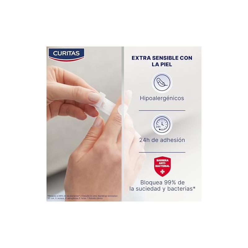 Curitas Venditas Adhesivas Sensitive, hipoalergénicas ideal para piel sensible, protegen
