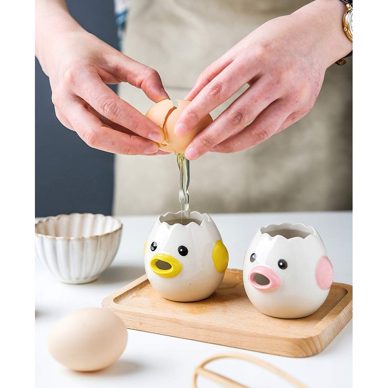 Egg Separator, Ceramic Egg Yolk Egg White Separator, Portable Kitchen