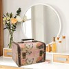 Treasure Chest Box Pink Butterfly Pattern Exquisite Retro Wooden PU