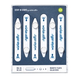 Würkin Stiffs Stiff-N-Stay Magnetic Collar Stays for Men - 2.5" Plastic Power Stays, 3 Pair Set with Case - Adjustable & Durable Shirt Collar Straighteners - As Seen on Shark Tank