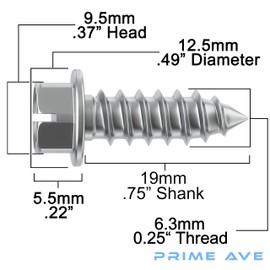 Prime Ave Stainless Steel License Plate Screws – Rust-Proof Car License Plate Screws for Back, Front License Plate, Compatible with License Plate Cover, Durable Screws for License Plate Installation