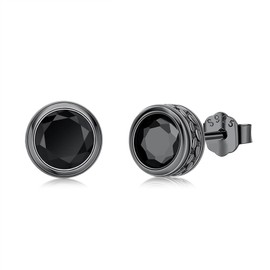 Black Earrings for Men 925 Sterling Silver Hypoallergenic Punk Gothic Stud Earrings Black Jewellery Gifts for Women, Sterling Silver, Cubic Zirconia
