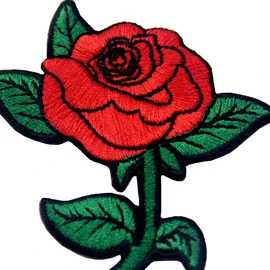 Red Rose Patch Embroidered Badge Iron On Sew On Emblem