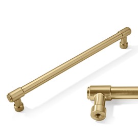 CABDM 10 Pack 8 Inch Cabinet Handles - Brushed Gold & Satin Brass Drawer Pulls - Kitchen Hardware Pack