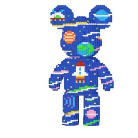 Space Rocket Blue Bear Building Block Set, 7565 Pieces, Collection Display Set for Adults