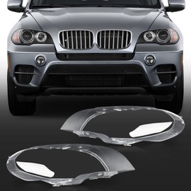 cciyu 2pc Left and Right Side Car Headlight Headlamp Lense Clear Lens Cover Replacement fit for X5 e70 2008-2013