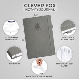 Clever Fox Notary Journal – Notary Public Journal of Notarial Acts – Hardcover Notary Log Book – Notary Supplies – 612 Record Entries, Numbered Pages, Hardcover, 8.5x11″ (Gray)