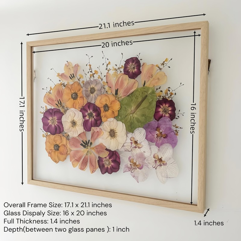 Volakk 16x20 Floating Frame Double Real Glass Frames 12x16 Natural