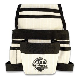 GRAINTEX CS2277 9 Pocket Nail & Tool Pouch Rip-Stop Canvas for Constructors, Electricians, Plumbers, Handymen White