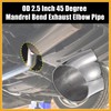 Partuto 2pcs OD 2.5" 45 Degree Stainless Steel Bend Tube