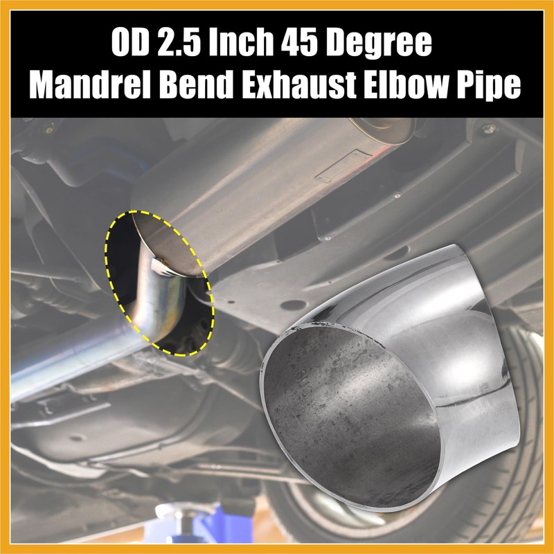 Partuto 2pcs OD 2.5" 45 Degree Stainless Steel Bend Tube