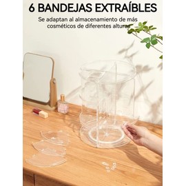 Organizador de Maquillaje,Acrilicos Organizadores para Cosméticas Ajustable  Transparente y Gran Capacidad, 360 Rotating Makeup Vitrinas...           
