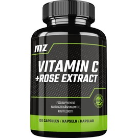 Vitamin C 950 mg mit 70% Wildrosenextrakt 70 mg - 120 Kapseln - 4 Monatsvorrat - Nahrungsergänzungsmittel - von MZ