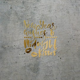 Decal Stickers of New Year Wishes and Midnight Kisses (Metallic Gold) (Set of 2) Premium Waterproof Vinyl Decal Stickers for Laptop Phone Accessory Helmet Car Window Mug Tuber - ANDsticf42495GO