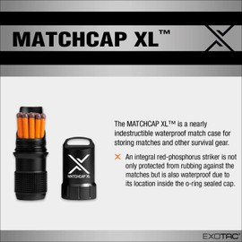 EXOTAC - MATCHCAP XL Waterproof Camping Match Kit Holder with Integrated Striker