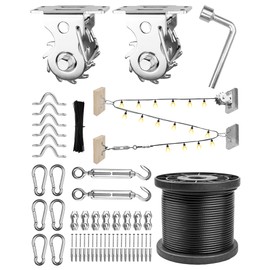 DEFUNX String Light Hanging Kit Outdoor 164 Ft Vinyl Coated Cable and Winch Wire Rope 304 Stainless Steel Shade Sail Hardware Kit Bistro Globe String Lights Decorations Suspension