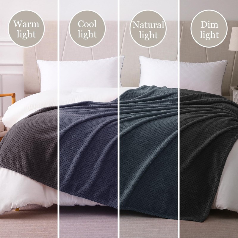 Yebeda Cuddly Waffle Blanket 130 x 170 cm, Dark Grey,
