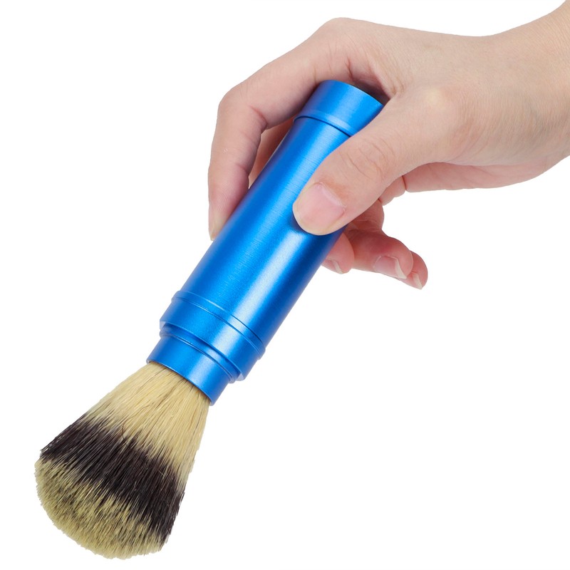 Men Portable Beard Brush Travel Facial Cleaning Foaming Shaving Brush