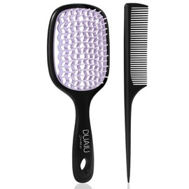 DUAIU Detangler Brush, Paddle Vented Hair Brush Anti-Static No Tangle Knot for Wet Dry Hair, Faster Drying Detangling Hairbrush and Parting Teasing Comb for Women Men