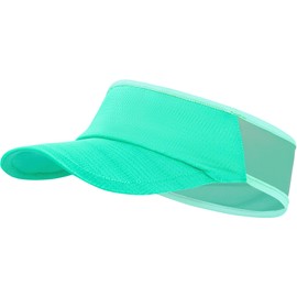 Sports Sun Visor Women Men, Cooling Stretchy Visor Hats Summer Packable Ponytail Sun Hat for Running, Golf, Tennis Lake Green