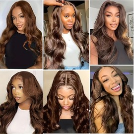28 28 28 Inch Chocolate Brown Bundles Color #4 Body Wave Human Hair Bundles Brazilian Color #4 Bundles Hair Weave Dark Brown Body Wave Bundles Human Hair Extensions