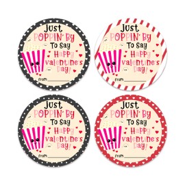 10 Pcs of 4 Different Design Valentine's Day Stickers, Just Poppin' by to Say Happy Valentine's Day, Suitable for Gift Boxes, Envelopes, Snack Seals, Valentine Party Supplies & Favor - A02