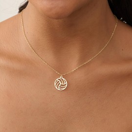 HANLI Gold Pendant Necklace for Women - 14K Gold Plated Dainty Womens Charm Volleyball Necklaces Simple Jewelry Trendy Necklaces