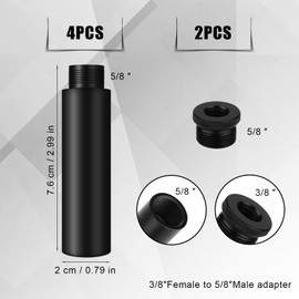 4pcs Microphone Extension Tube,5/8 Inch Male to 5/8 Inch Female Mic Stand Extender with 2pcs Metal Adapter for Desk Stands and Arm Stands(Black)