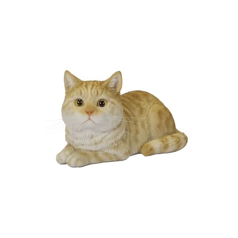 ウービア 寝そべる茶トラ猫 17×10.5×9.8㎝ 人形 フィギュア 置き物 アニマル 動物 ガーデン 装飾