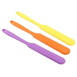 Coufce 3 Pieces Silicone Waxing Spatula Non Stick Wax Spatulas Resin Popsicle Sticks Hair Removal Waxing Applicator Non-Stick Kitchen Scraper (Orange, Yellow, Purple)