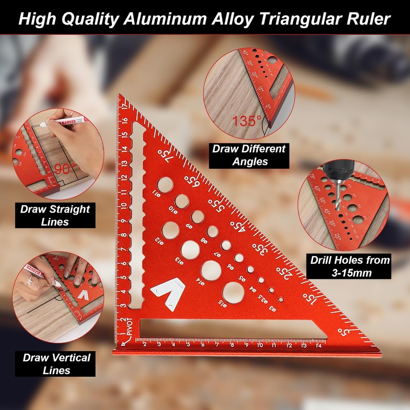 Carpenter's Square Set, 18 cm and 30 cm Triangle Ruler,