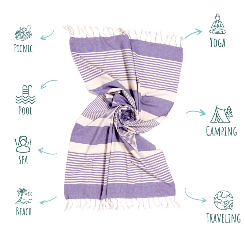 MOMOMUS Pack von 2 Fouta XL oder Strandhandtuch Baumwolle 100%