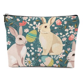 XFN Bunny Gifts, Cute Easter Rabbit Makeup Bag, Rabbits Bunnys Themed Gifts Cosmetic Bag Travel Pouch, Friendship Gifts for Women Girls Daughter Bestie Friend Graduation Birthday Gifts