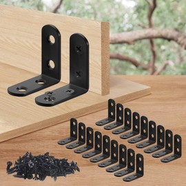 20 PCS Steel L Brackets for Shelves 2x2 Inch,L Bracket Corner Bracket,Black Shelf Bracket,L Brackets for Wood Furniture Bedframe Cabinet Drawer Chair Cabinet Bookshelf with Screws