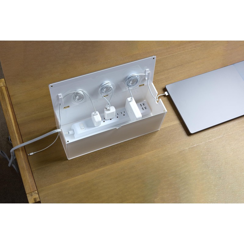 russell+hazel Desk Organizer Large Acrylic Cable Management Box, Transparent with