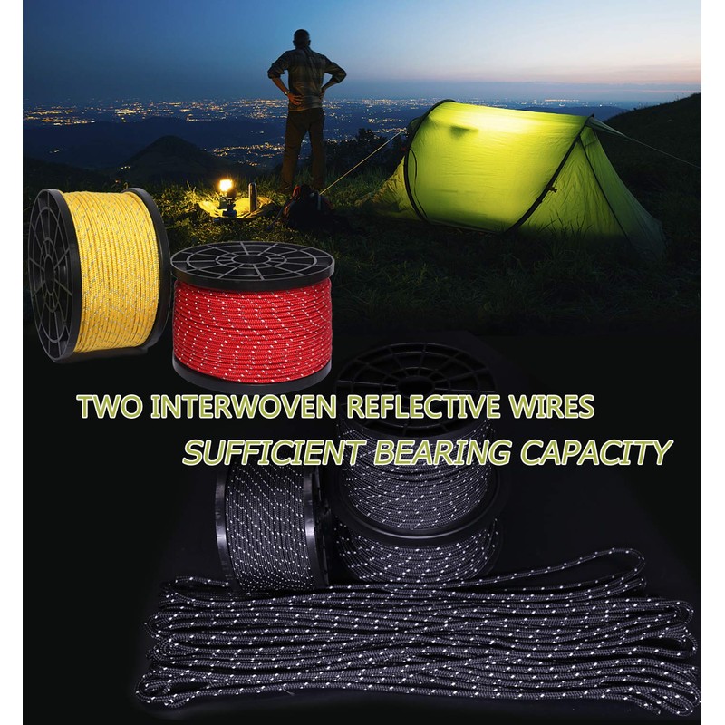 Hikeman HIKIMAN 50m Reflective Guyline Solid Braid Nylon Camping Rope
