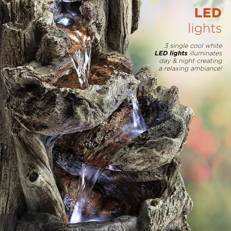 Alpine Corporation - 14" Tall Indoor Tiered Log Tabletop Fountain