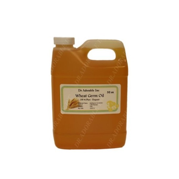 Wheat Germ Oil Unrefined Cold Pressed Organic Pure by Dr.Adorable 32 Oz/1 Quart
